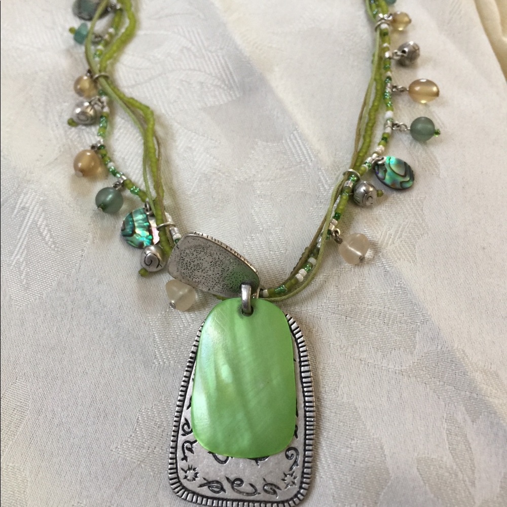 Coldwater Creek Green Shell & Abalone Necklace - image 5